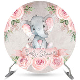 Rosa Blumen Wenig Elefant Runden Baby Dusche Hintergrund